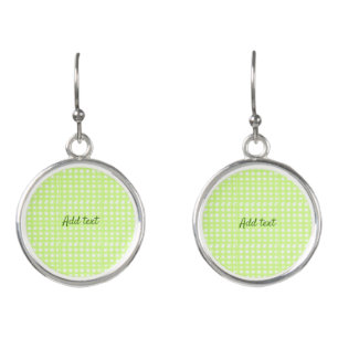 Watercolor green plaid ginham personalized add tex earrings