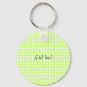 Watercolor green plaid ginham personalized add tex keychain