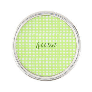 Watercolor green plaid ginham personalized add tex lapel pin