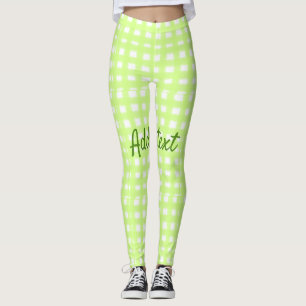 Watercolor green plaid ginham personalized add tex leggings