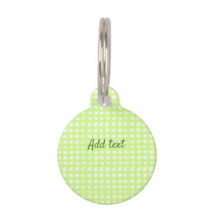 Watercolor green plaid ginham personalized add tex pet ID tag