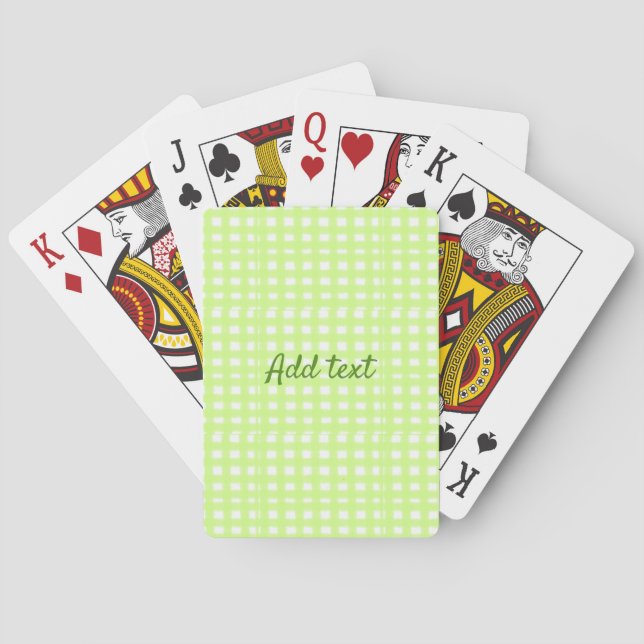 Watercolor green plaid ginham personalized add tex poker cards (Back)