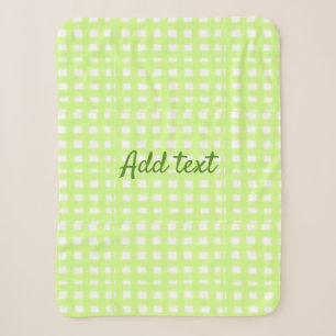 Watercolor green plaid ginham personalized add tex sherpa blanket