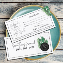 Watercolor Green Plant Gift Certificate