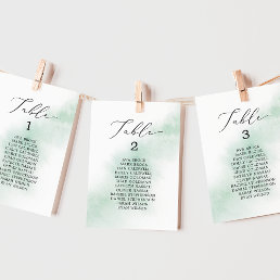 Watercolor Green Printable Seating Chart Cards