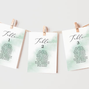 Watercolor Green Printable Seating Chart Cards