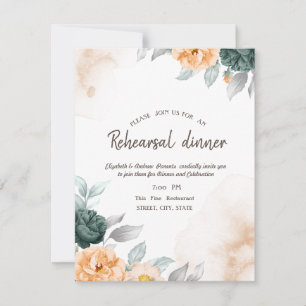 Watercolor Green Roses Rehearsal Dinner Invitation