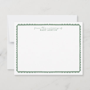 Watercolor Green Scalloped Nursery Note Card