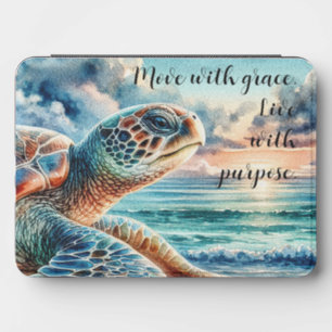 Watercolor Green Sea Turtle on Sandy Beach Kindle Cover
