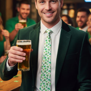 Watercolor Green Shamrock Clover St. Patrick's day Neck Tie