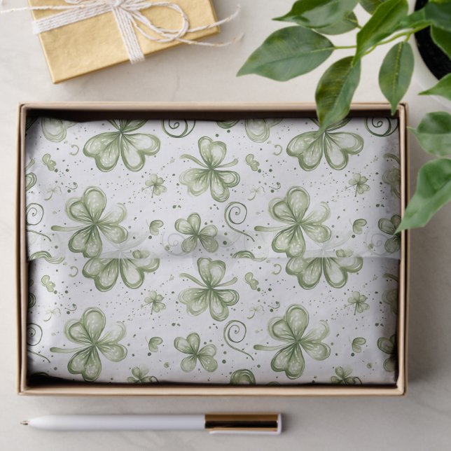 Watercolor Green Shamrock Pattern Tissue Paper (Creator Uploaded)