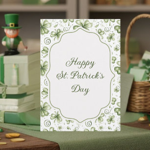 Watercolor Green Shamrocks Happy St. Patrick's Day Holiday Card