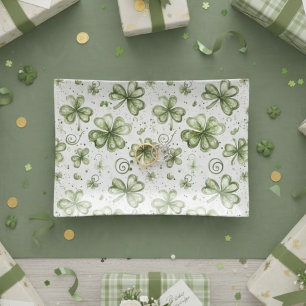 Watercolor Green Shamrocks Pattern Irish Ring Dish