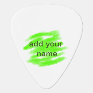 Watercolor green simple minimal add your text name guitar pick