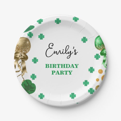 Watercolor Green St Patrick s Day Birthday Party  Paper Plates