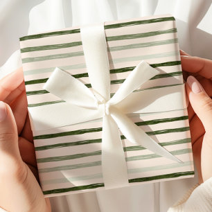 Watercolor Green Stripe Wrapping Paper