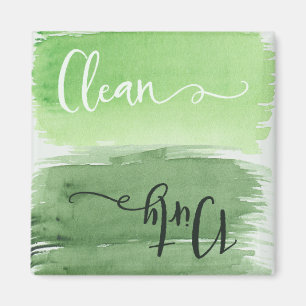 Watercolor Green Stylish Clean Dirty Dishwasher Magnet