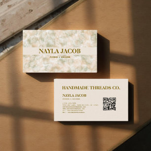 Watercolor Green & Terracotta Handmade Clothing Business Card