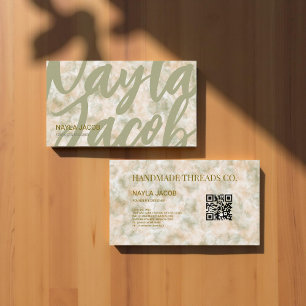 Watercolor Green & Terracotta Handmade Clothing Business Card