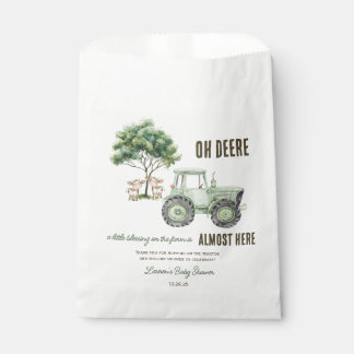 Watercolor Green Tractor Farm Favor Bags