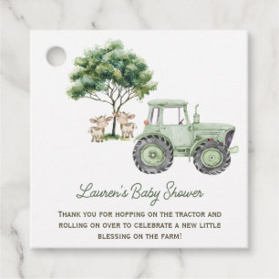 Watercolor Green Tractor Farm Favor Tags