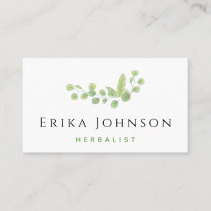 Watercolor Green Tree Branch Herbalist Homeopathy Business Card