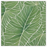Watercolor Green Tropical Leaves Pattern Fabric