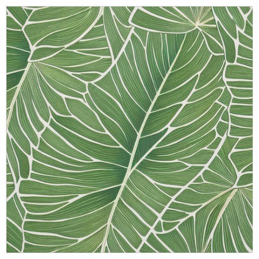 Watercolor Green Tropical Leaves Pattern Fabric