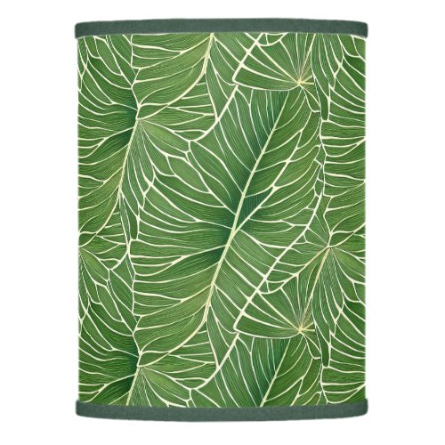 Watercolor Green Tropical Leaves Pattern Lamp Shade