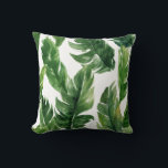 Watercolor Green Tropical Leaves Pattern Throw Pillow<br><div class="desc">Stylish pillow featuring watercolor banana leaves pattern. This pillow will be a perfect tropical accent to any space in your home. This design is available in a variety of products. Similar designs are also available.</div>