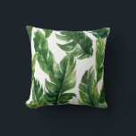 Watercolor Green Tropical Leaves Pattern Throw Pillow<br><div class="desc">Stylish pillow featuring watercolor banana leaves pattern. This pillow will be a perfect tropical accent to any space in your home. This design is available in a variety of products. Similar designs are also available.</div>
