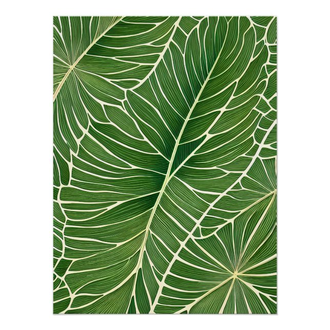 Watercolor Green Tropical Leaves Poster (Front)