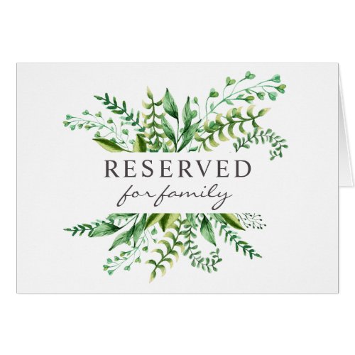 Watercolor green wedding Botanical reserved sign