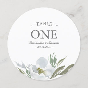 Watercolor Green White and Gray Table Number
