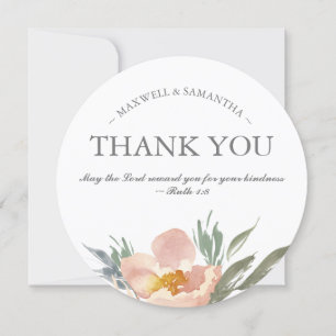 Watercolor Green, White and Orange Thank You Invitation