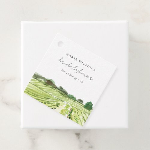 Watercolor Green Winery Vineyard Bridal Shower Favor Tags