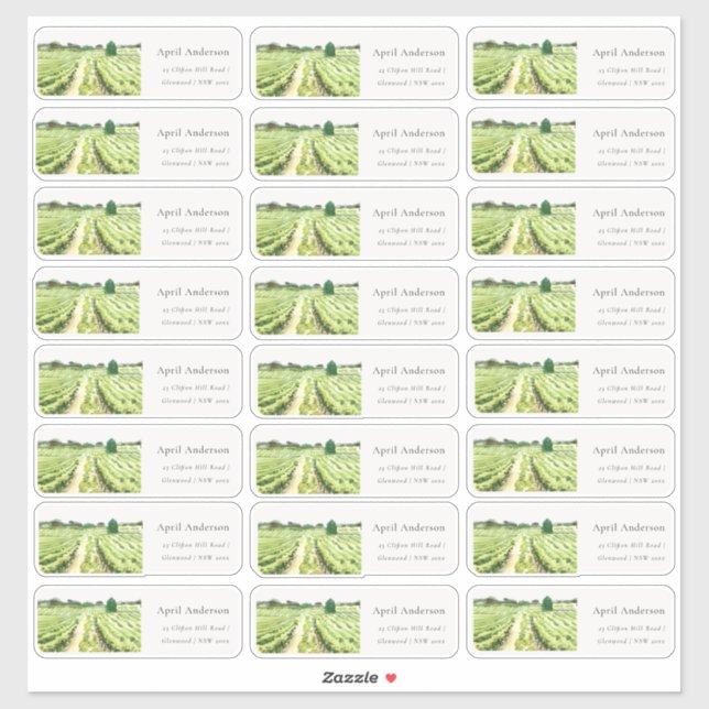 Watercolor Green Winery Vineyard Guest Address Sticker (Sheet)
