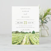 Watercolor Green Winery Vineyard Wedding Invite (Standing Front)
