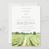 Watercolor Green Winery Vineyard Wedding Invite (Front)