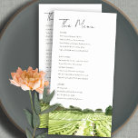 Watercolor Green Winery Vineyard Wedding Menu Card<br><div class="desc">Rustic Watercolor Winery Vineyard Theme Collection.- it's an elegant script watercolor Illustration of vineyard lively green in color,  Perfect for your Vineyard destination wedding & parties. It’s very easy to customize,  with your personal details. If you need any other matching product or customization,  kindly message via Zazzle.</div>