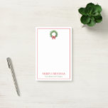 Watercolor Green Wreath With Red Gingham Bow Post-it Notes
