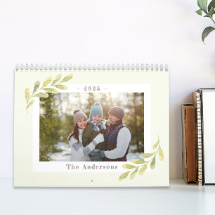 Watercolor Greenery 2025 Photo Calendar