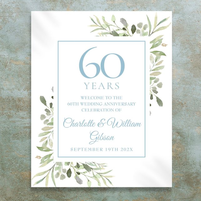 Watercolor Greenery 60th Anniversary Welcome Poster (Watercolor Greenery 60th Anniversary Welcome Poster
)