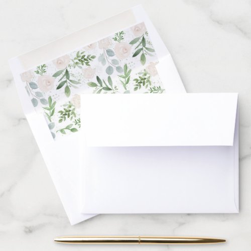 Watercolor Greenery and Blush Envelope Liner