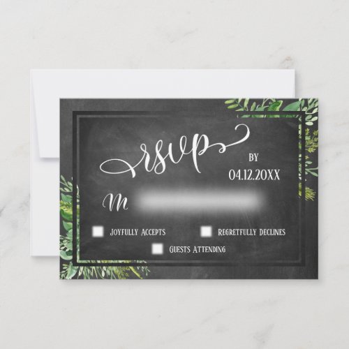 Watercolor Greenery and Chalkboard RSVP