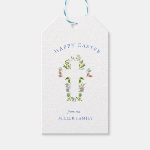 Watercolor Greenery and Cross Easter Gift Tags
