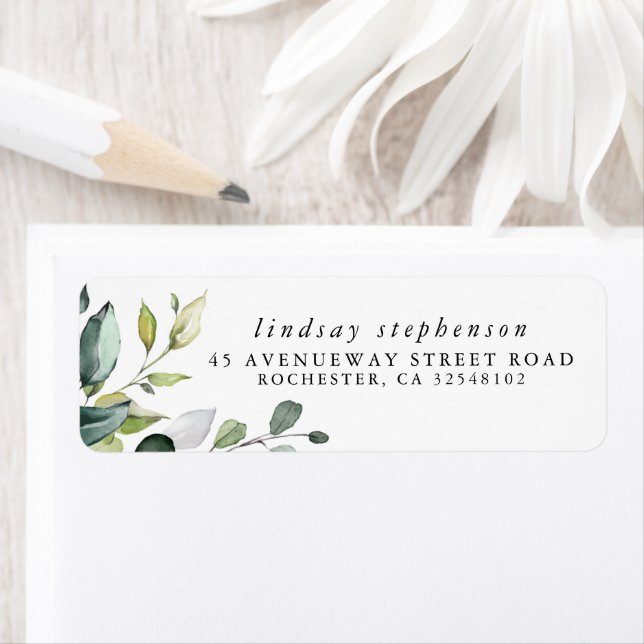 Watercolor Greenery and Eucalyptus Leaves Label (Insitu)