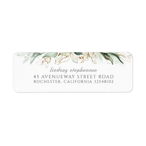 Watercolor Greenery and Eucalyptus Leaves Label