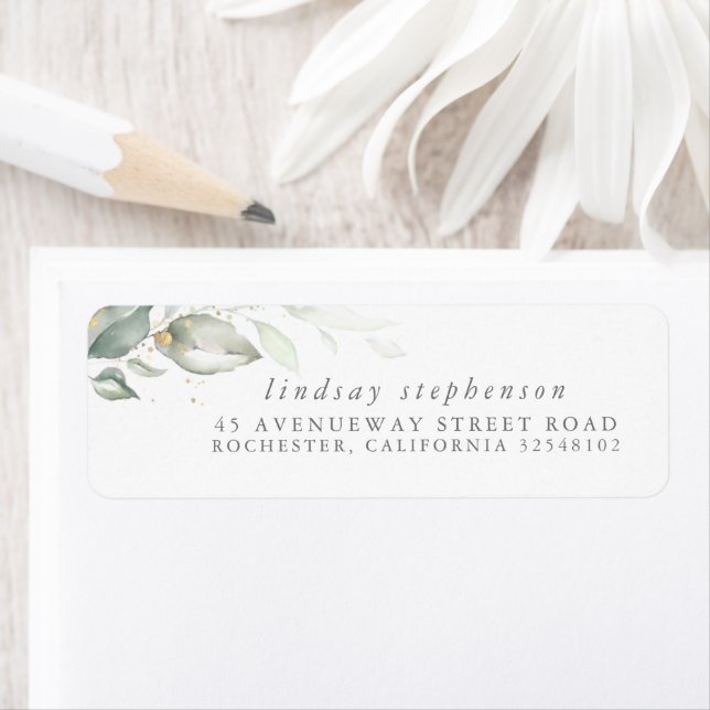 Watercolor Greenery and Eucalyptus Leaves Label (Insitu)