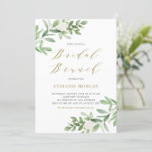 Watercolor Greenery and Flowers Bridal Brunch Invitation (Standing Front)
